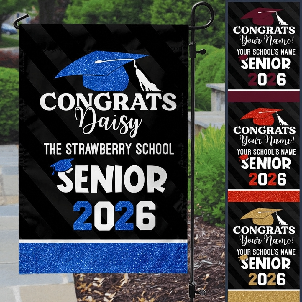 Personalized Graduation Garden Flag With Name | Senior 2026 Graduation Season Gift For Graduate