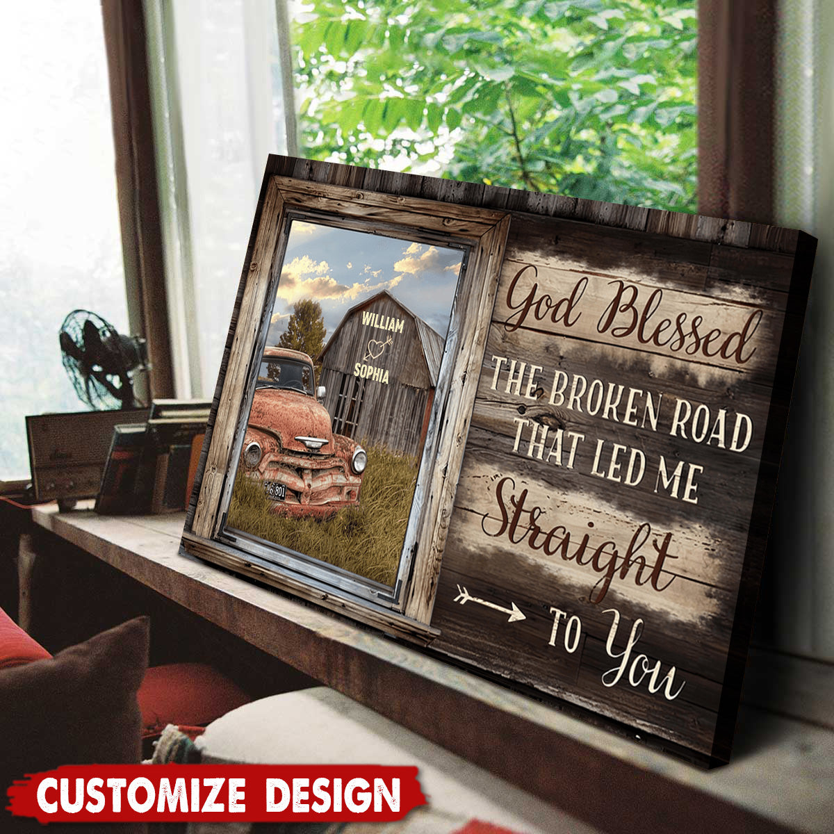 God Bless The Broken Road That Led Me Straight To You - Personalized Poster - Gift For Couples on Anniversary, Valentine's Day