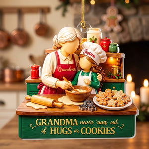 Personalized Christmas Acrylic Ornament - Grandma Never Runs Out Of Hugs Or Cookies