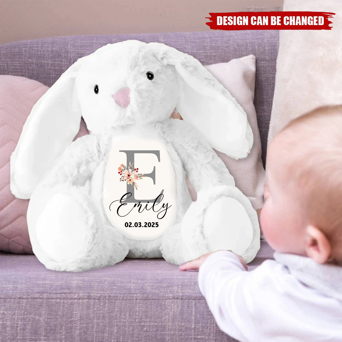 Custom Bunny Easter New Baby Baby Shower - Personalized Soft Toy Bunny