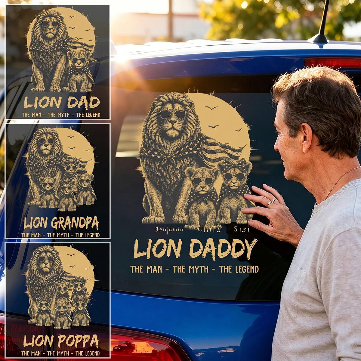 Personalized The Man The Myth The Legend Lion Dad Car Decal | Father's Day Gift