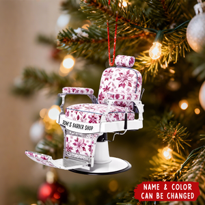 Personalized Barber Chair Christmas Ornament With Name & Color | Best Xmas Gift For Barber Shop Owner & Stylist