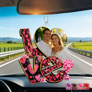 Personalized Couple Photo Love Adventure Car Ornament With Names & Color | Sweet Valentine's Day Surprise For Him Her