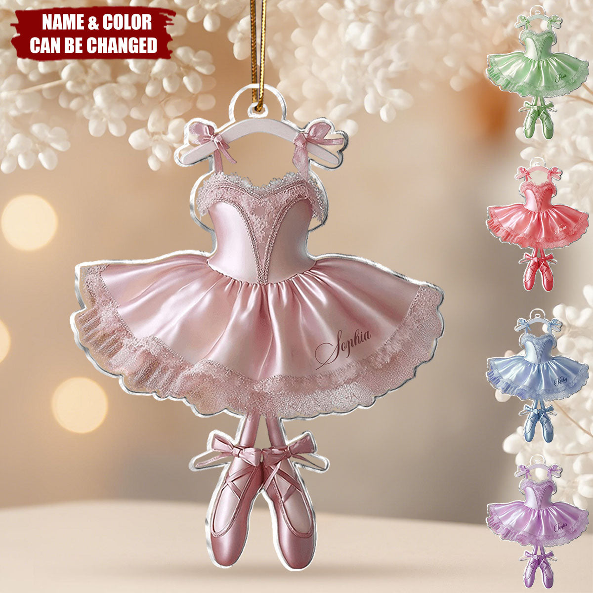 Personalized Ballerina Tutu Ornament With Name & Color | Elegant Christmas Gift For Ballerina & Ballet Lovers