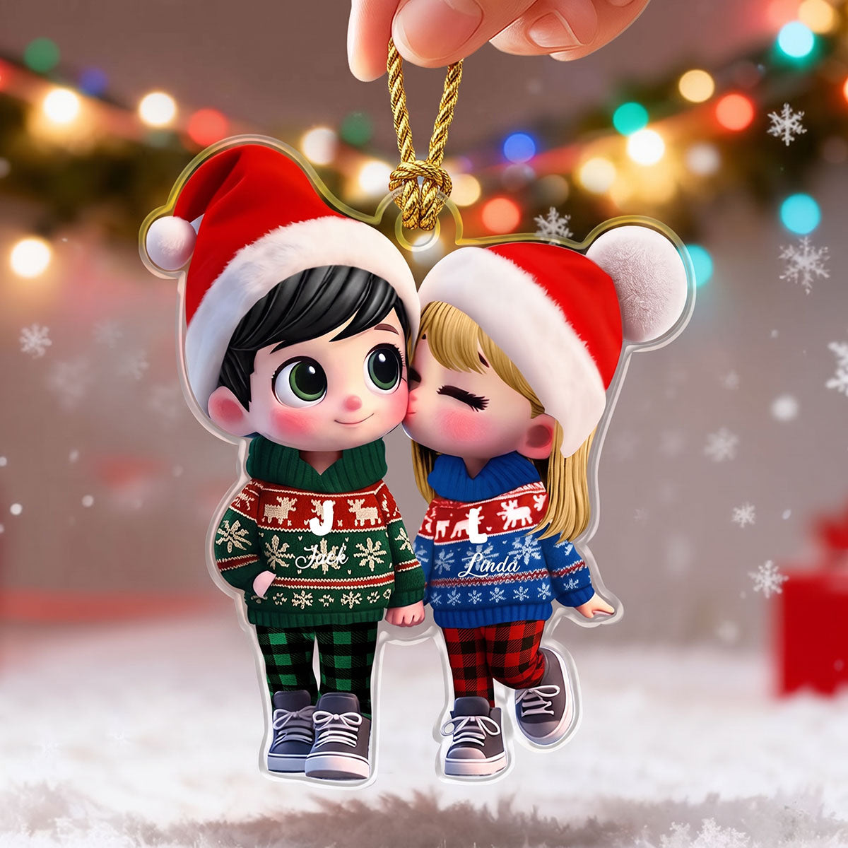 Personalized Couple Kissing Acrylic Ornament | Christmas Gift For Couple
