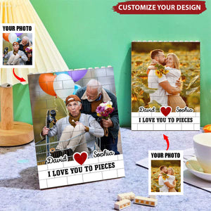 Personalized Photo Building Bricks Blocks With Name |"I Love You To Pieces" | Creative Anniversary Valentine's Day Gift For Couples & Soulmates