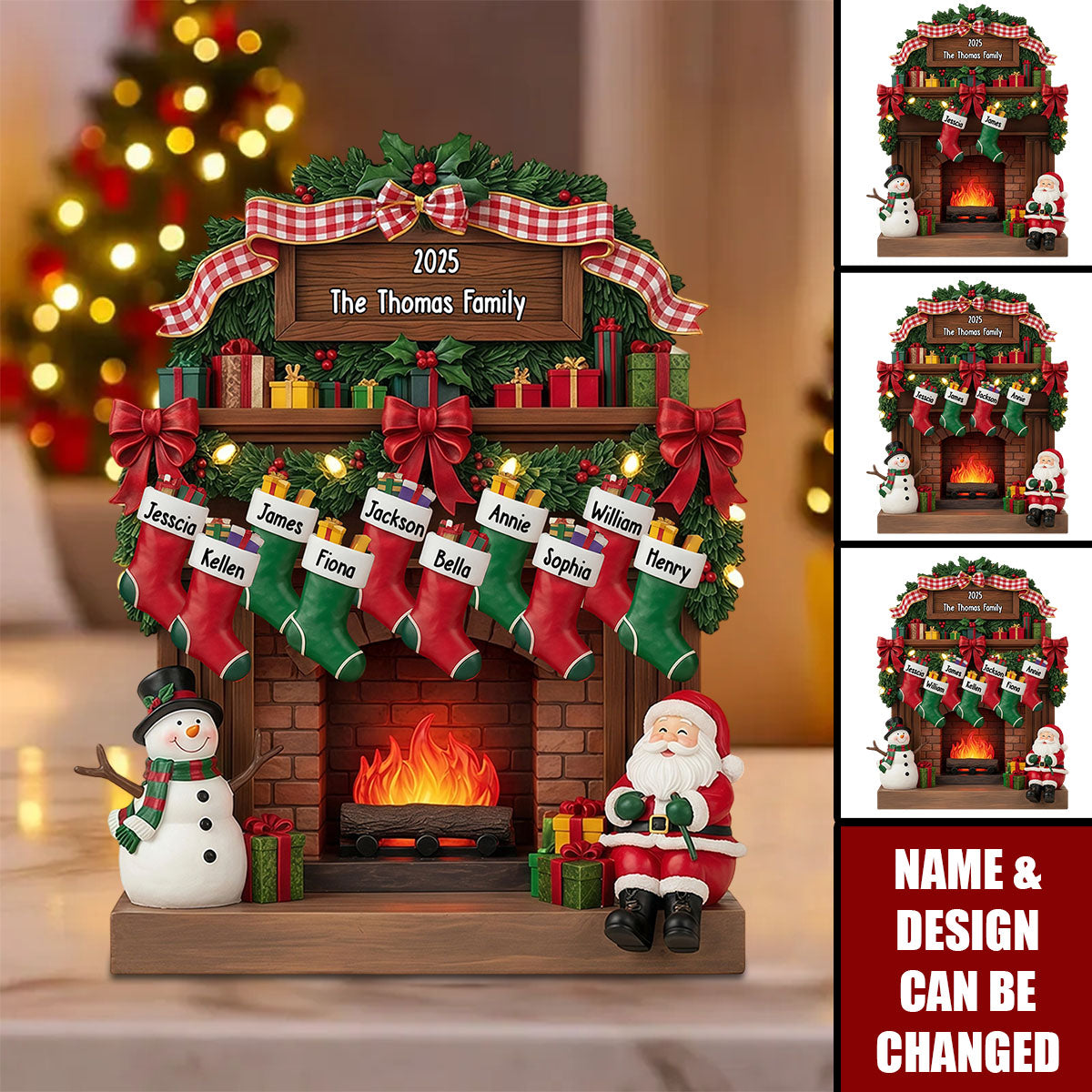 Personalized Family Shaped Christmas Acrylic Plaque With Name & Design "Hang" Family Warmth Into Christmas Fireplace