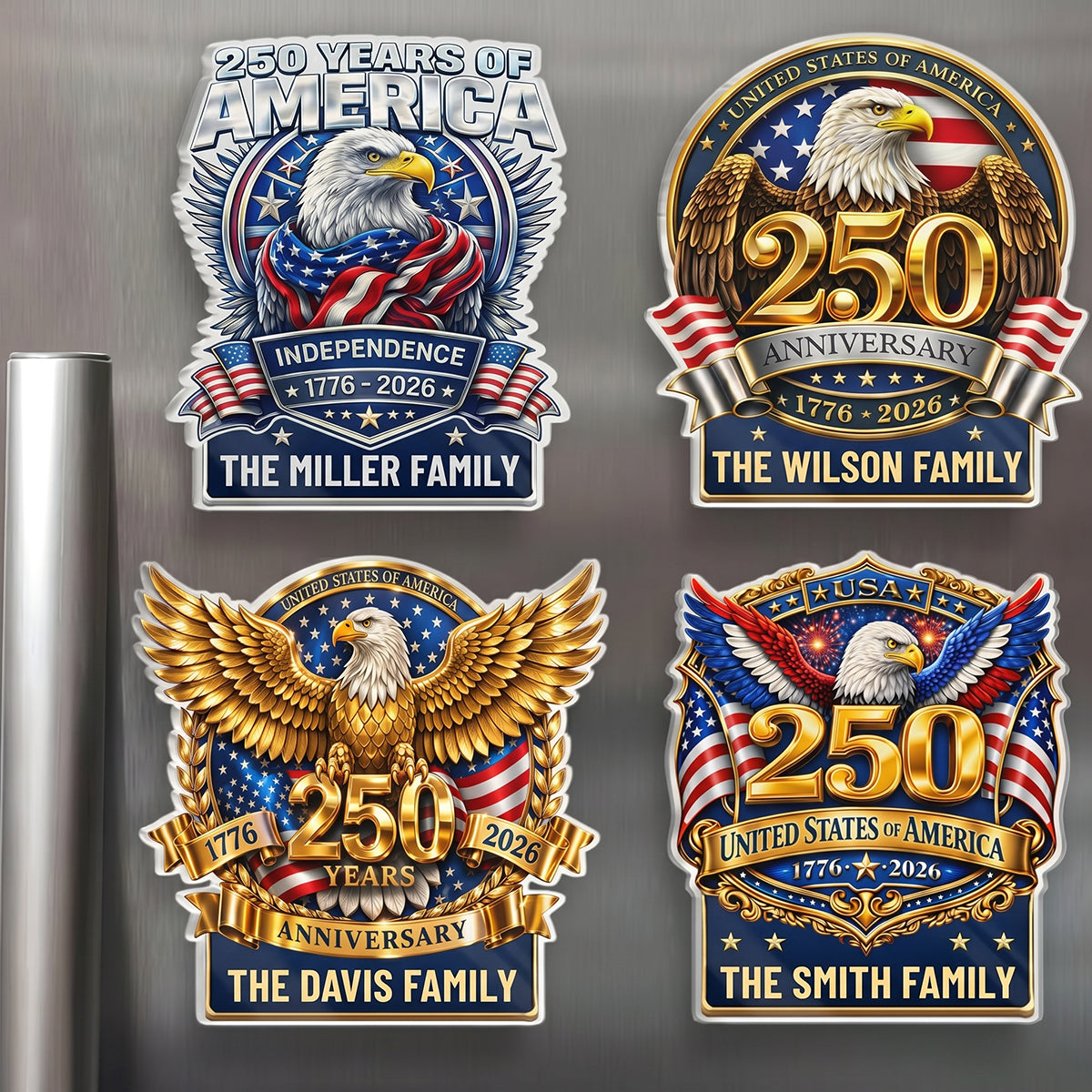 Personalized Acrylic Fridge Magnet - USA 250th Anniversary Gifts For Family - Land Of The Free