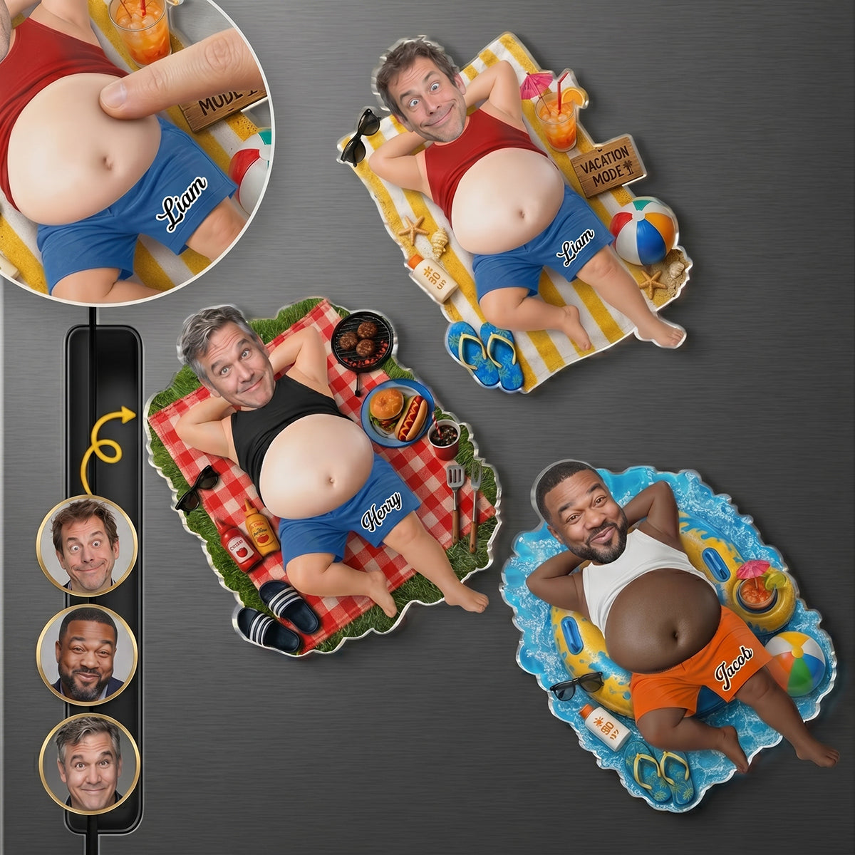 Personalized Photo Fridge Magnet Dad Bod Belly Squishy | Father's Day Funny Gifts For Dad Grandpa
