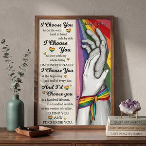 Personalized Poster LGBTQ+ Couple Hand In Hand | Pride Month  & Anniversary Gift
