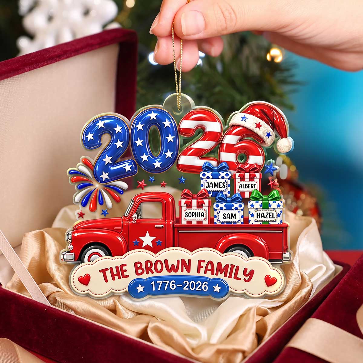 Christmas Loaded With Love And American Pride - Personalized Family Acrylic Ornament