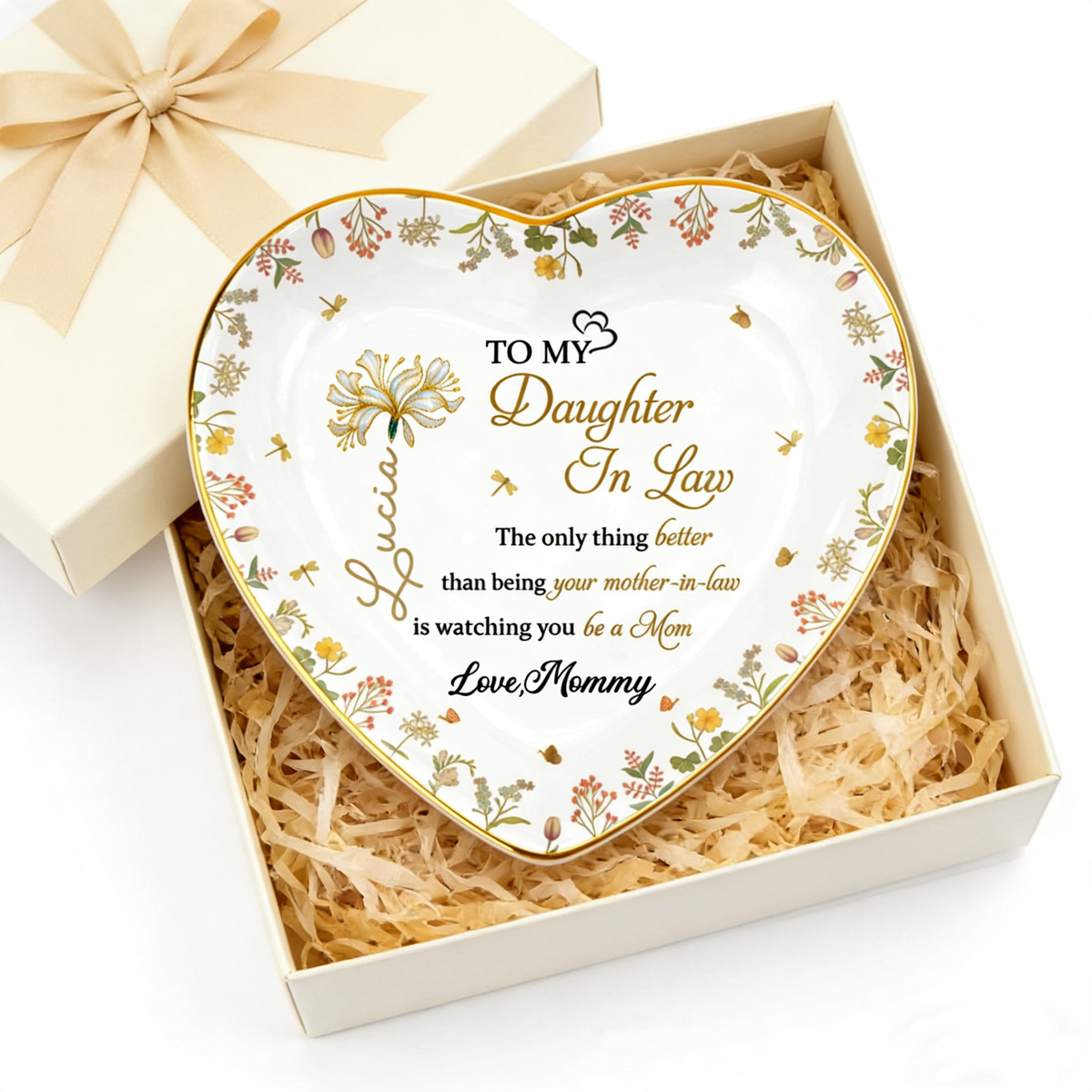 Personalized To My Daughter-In-Law Heart Jewelry Dish With Name | Mother's Day Gift For Moms