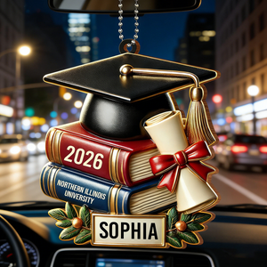 Personalized 2026 Graduation Excellence Wood Car Hanging Ornament With Names & Year | Inspiring Gift For Graduates and Students