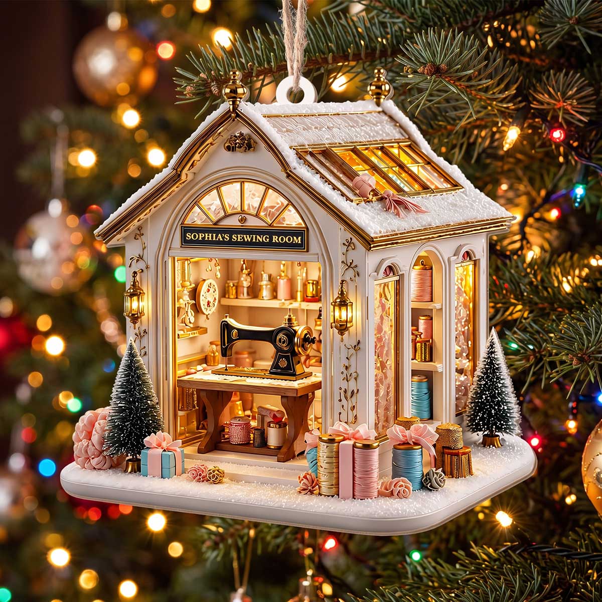 Personalized "My Sewing Room" Acrylic Ornament - Christmas Sewing Machine Gift For Quilters Seamstress