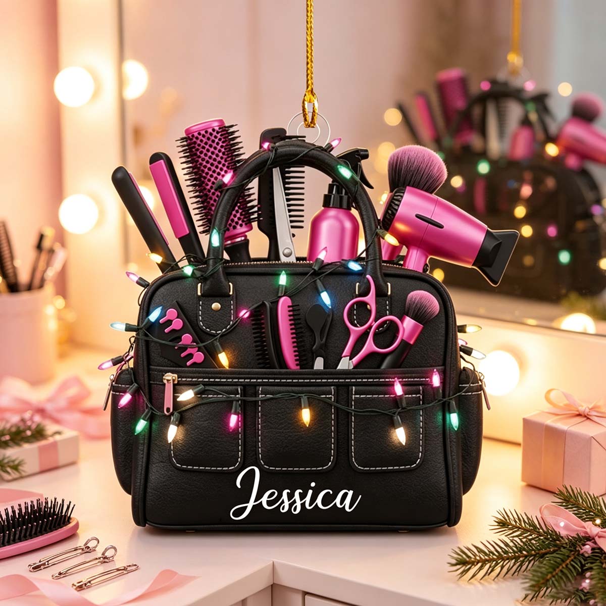 Personalized Hair Stylist Christmas Ornament | Christmas Salon Gift For Hairdresser Barber
