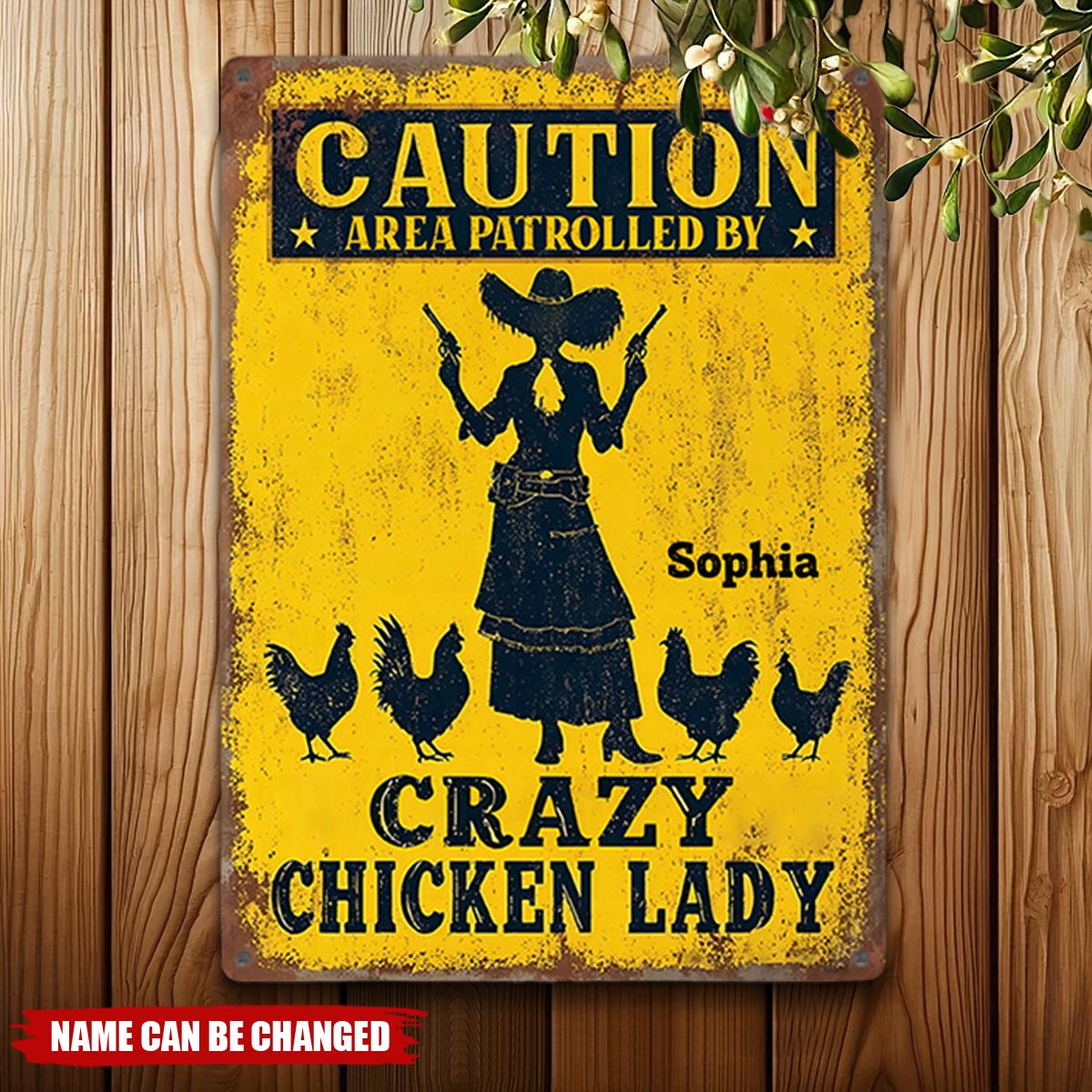 Personalized Chicken Rectangle Metal Sign - Crazy Chicken Lady For Mom Grandma For Her