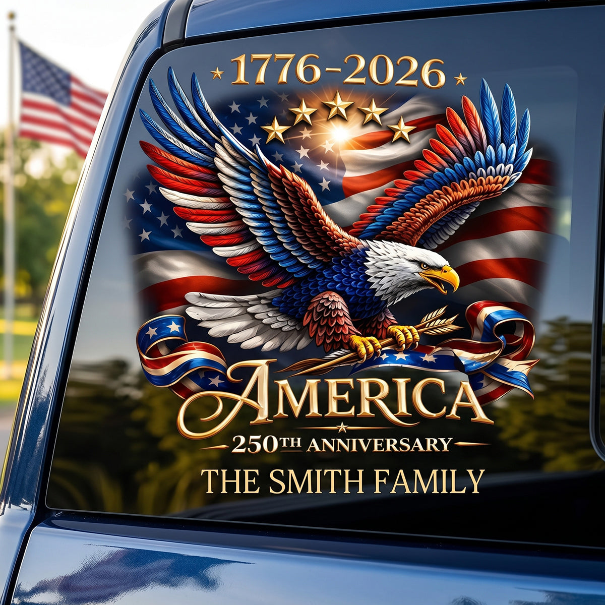 Personalized America 250th Anniversary Patriotic Car Decal | Independence Day Keepsake