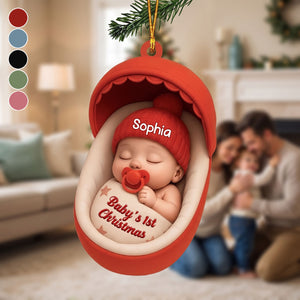 Personalized Baby's 1st Christmas Acrylic Ornament - Sleeping Baby Newborn Keepsake Gift For Family