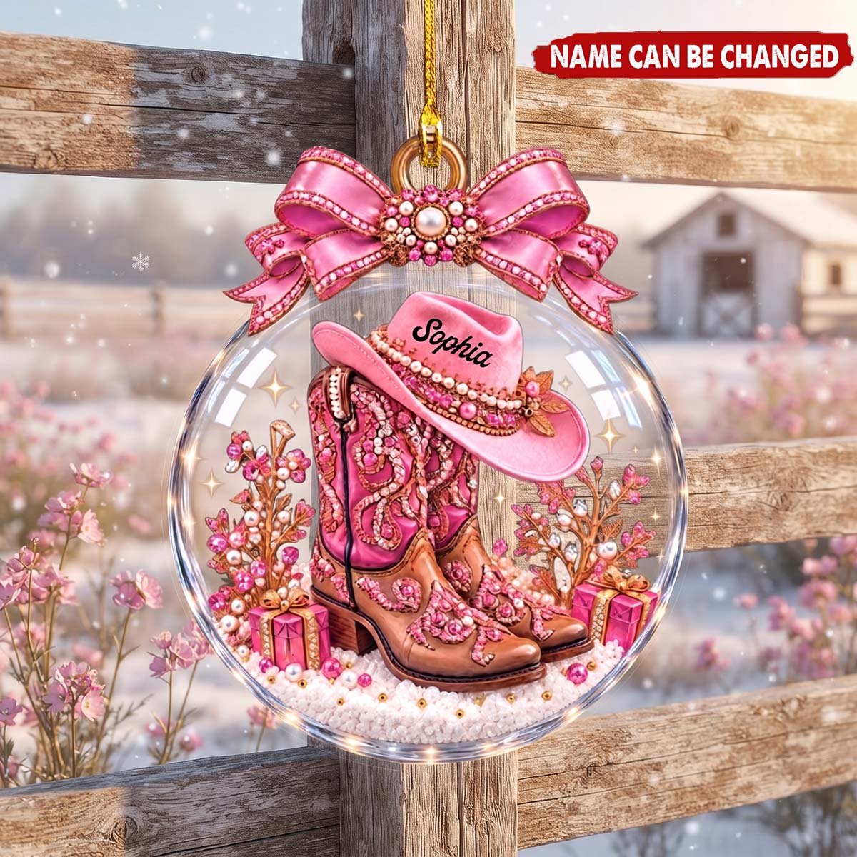 Personalized Cowboy Boot Acrylic Ornament - Christmas Gift For Cowgirl Western Lovers
