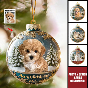 Personalized Woofmas Acrylic Ornament With Pet Or Family Picture - Heartfelt Gift Keepsake Xmas Decor For Parents & Animal Lovers