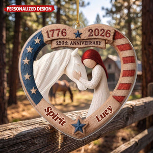 Personalized "Equestrian Bond Ver America 250" Acrylic Ornament | Christmas Gift For Horse Lover