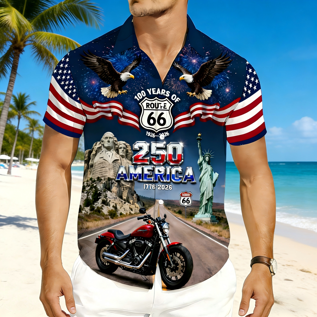 Personalized Proud American Motorcycle Hawaiian Shirt With Photo & Name | Gifts For Bikers