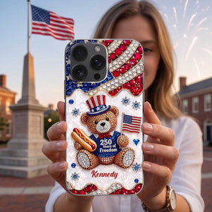 Personalized 250 Years of Freedom Patriotic Bear Phone Case - Gift For US Lovers