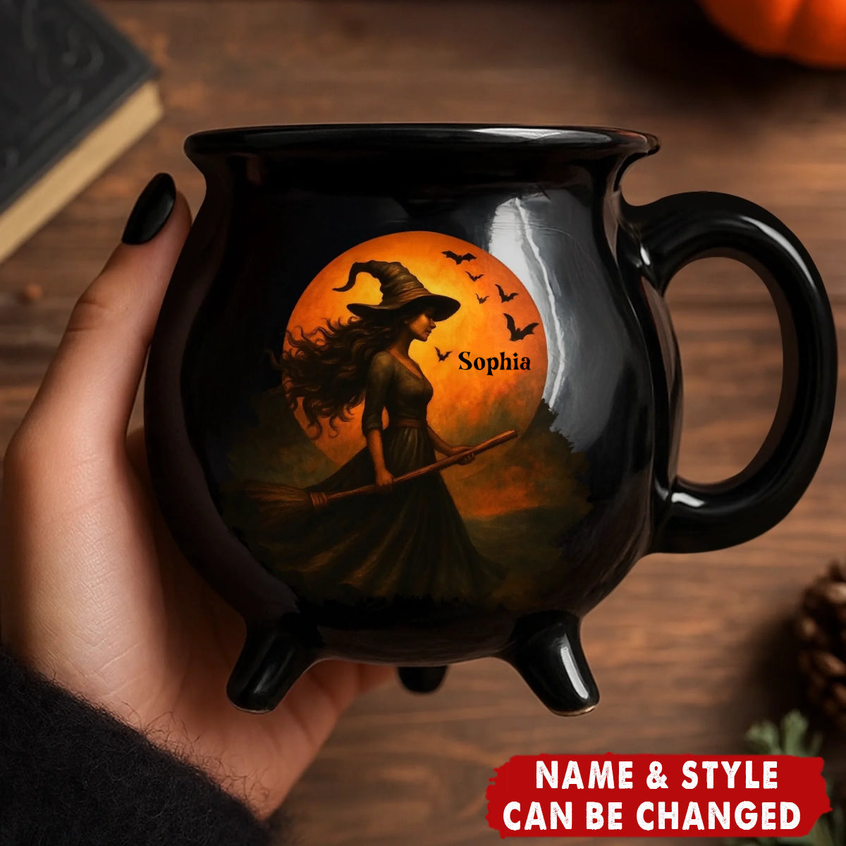 Personalized Witch Cauldron Coffee Mug With Name Unique Halloween "Brewing Magic" Gift For Coffee Lovers