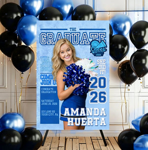 Cheerleading Class Of 2026 Welcome Sign - Custom Photo Grad Party Sign - Personalized Graduation Decoration