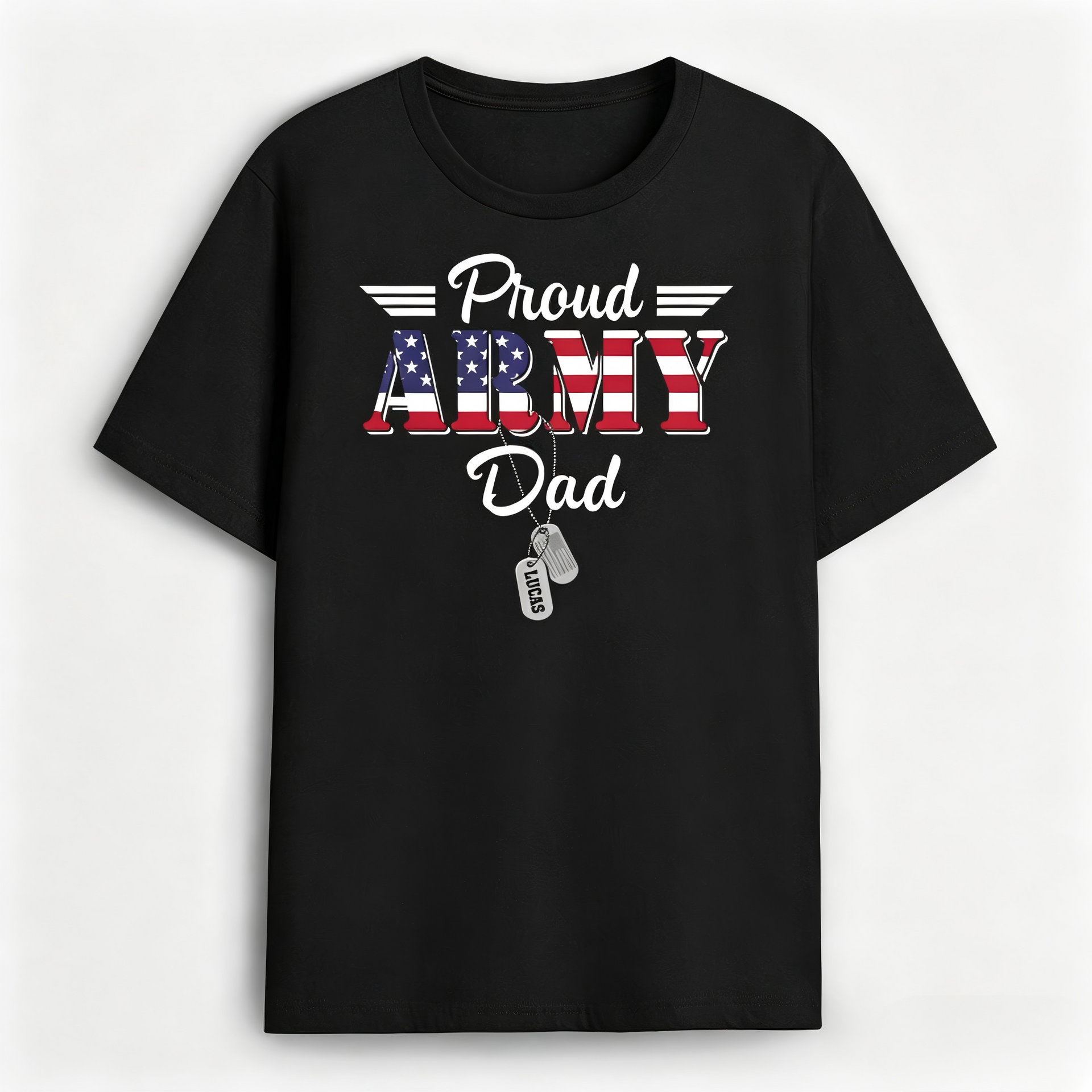Personalized America 250 Proud Army Mom T-Shirt With Name & Title- 4th Of July Gifts For Parents