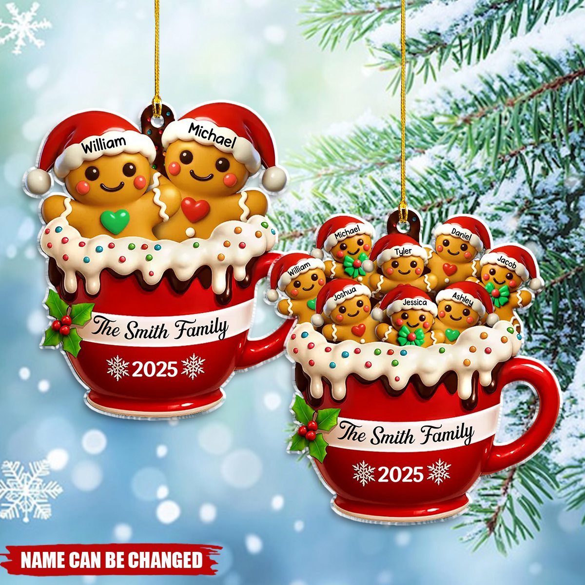 Personalized Gingerbread Family Christmas Ornament With 2-10 Names,Treasure Happiest Christmas Memories For Family