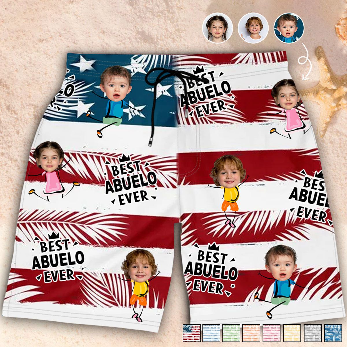 Family Personalized Beach Shorts Custom Photo Best Dad Grandpa Ever For Summer Vibe