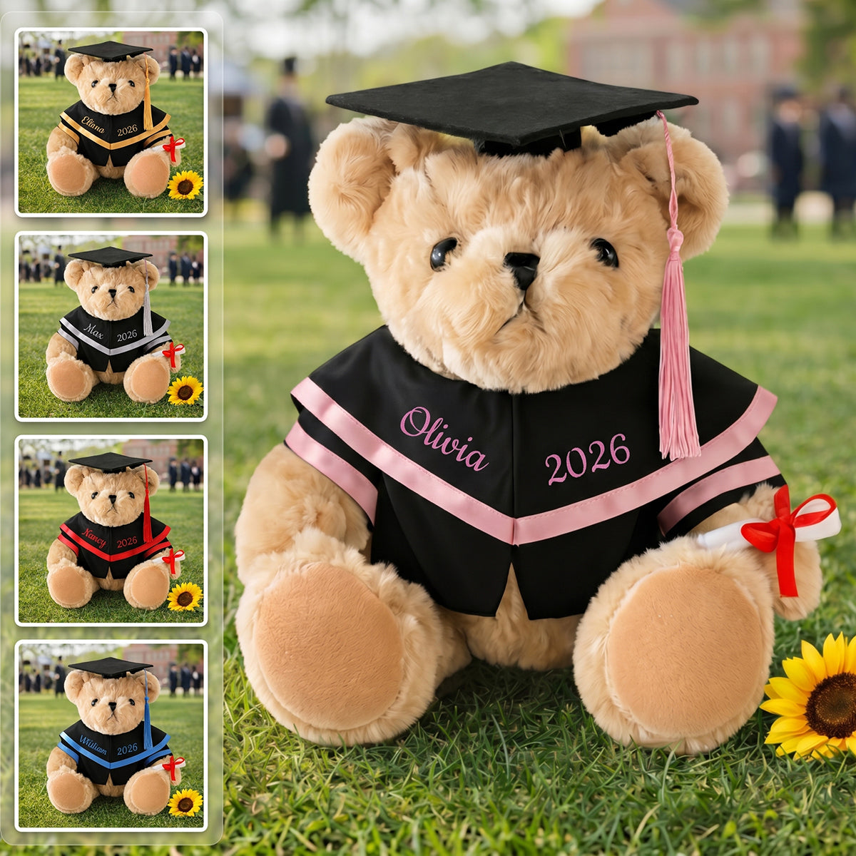 Personalized Grad Bears Class of 2026 | Graduation Gift for Graduate Daughter Son Friends