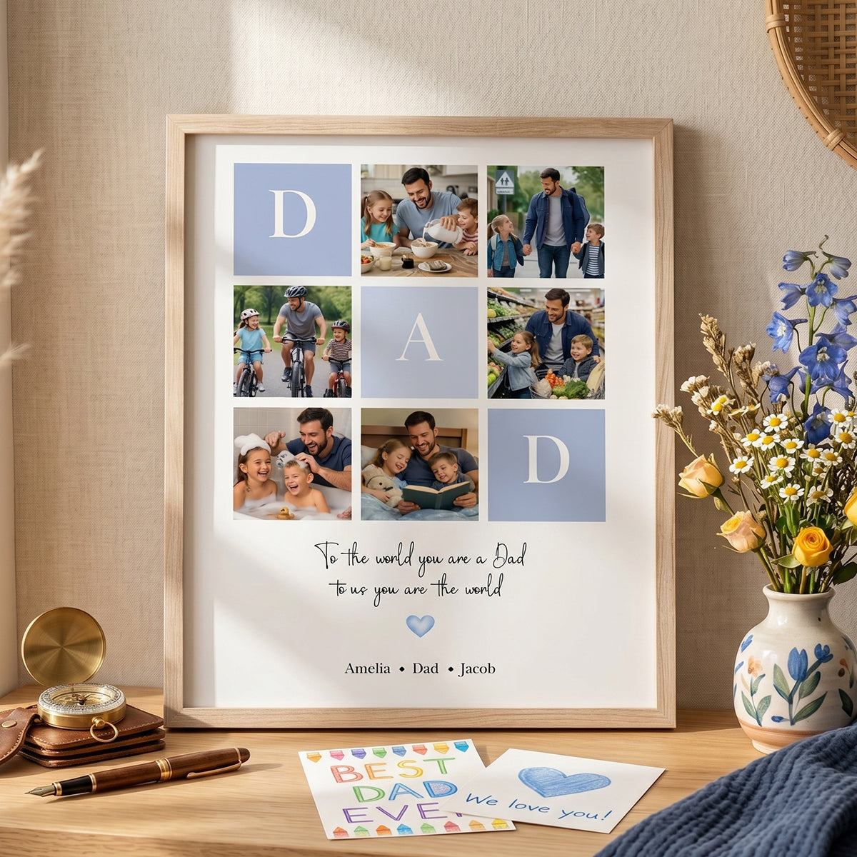 Personalized "To the World You Are a Dad" Photo Canvas Poster - Custom Father's Day Gift