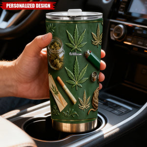 Personalized 3D Effect Weed Leaf Tumbler With Name & Color | Creative Birthday Or Father’s Day Surprise For Dad Man