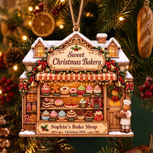Personalized Christmas Bakery House Wooden Ornament | Christmas Gift For Family, Bakers, Cooking Lover