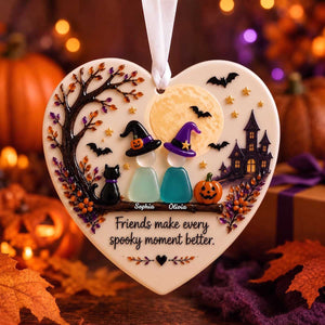 Personalized Halloween Friendship Sea Glass Ceramic Ornament | Fall Holiday Decor For Friend