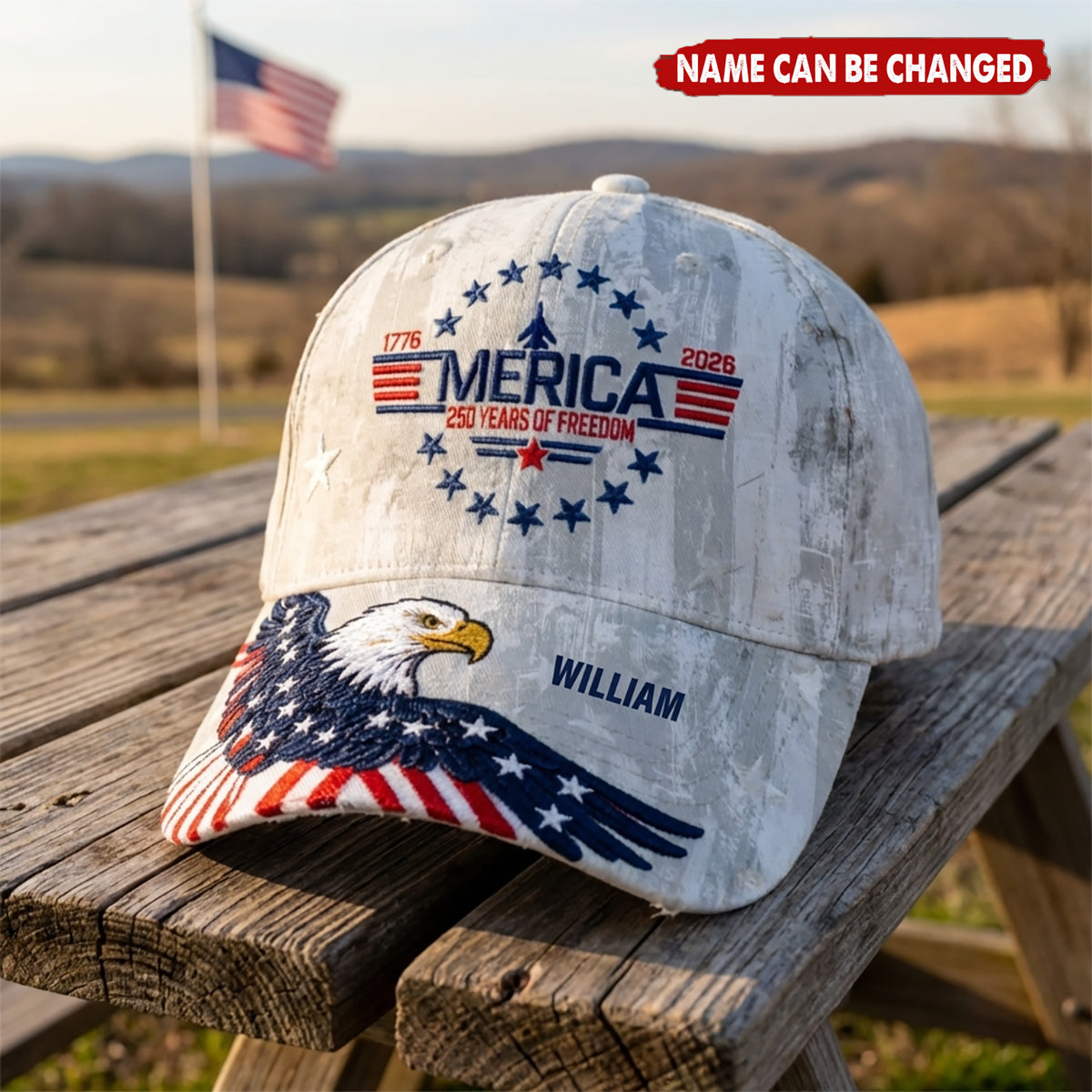 Personalized Proud American Eagle Classic Cap With Name - Gifts For Patriots