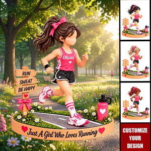 Personalized Running Girl Acrylic Christmas Ornament | Christmas Gift For Female Runner