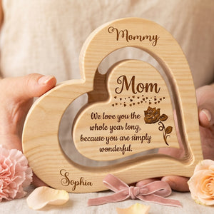 Personalized Heart-Shaped Wooden Keepsake Plaque | Thoughtful Mother's Day Father's Day Gift For Parents