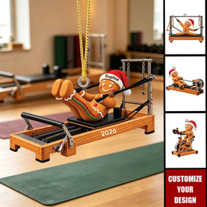 Personalized Gingerbread Fitness Acrylic Ornament - Fitness Exercise Christmas Tree Decor