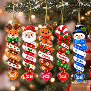 Personalized Spiral Christmas Character Acrylic Ornament | Cute Christmas Keepsake For Family
