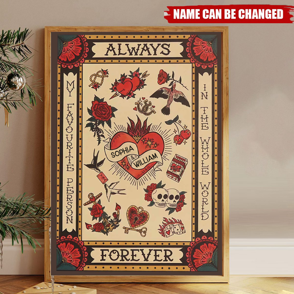 Personalized "Always My Favorite Person In The Whole World" Retro Poster With Name | Valentine's Day Gift For Couple