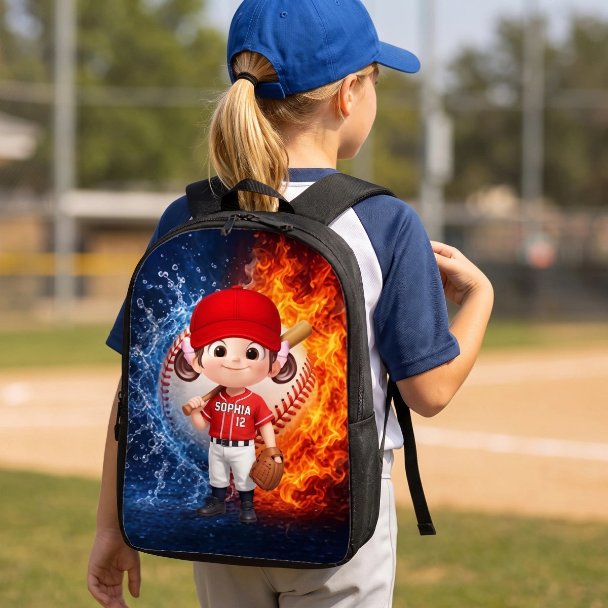 Personalized Baseball Kids Backpack - Custom Name Boy Girl School Bag Sports Gift