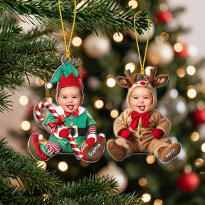Custom Baby Face & Name Acrylic Ornament | Personalized 2026 Newborn First Christmas Gift