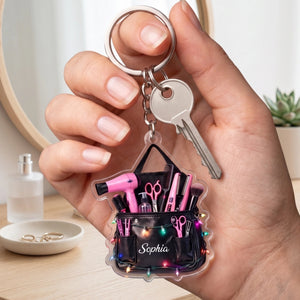 Custom Name Stylist Scissors Hairstylist Keychain - Hairdresser Cosmetology Graduation Gift
