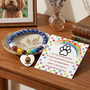 Custom Pet Photo Rainbow Bridge Bracelet With Card | Loved Within My Heart | Dog Cat Loss Sympathy Gift
