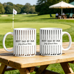 Personalized Ceramic Mug With Kid's Names & Golf Clubs Design - Unique Father's Day Gift