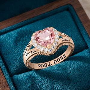 Personalized Class Ring With Name & Birthstone | Creative 2026 Graduation Gift For Daughter