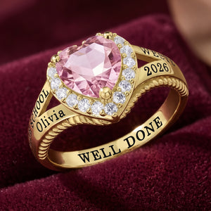 Personalized Class Ring With Name & Birthstone | Creative 2026 Graduation Gift For Daughter